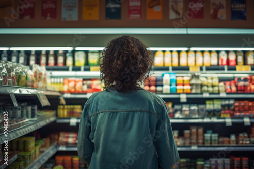 Young woman shopping at a supermarket store