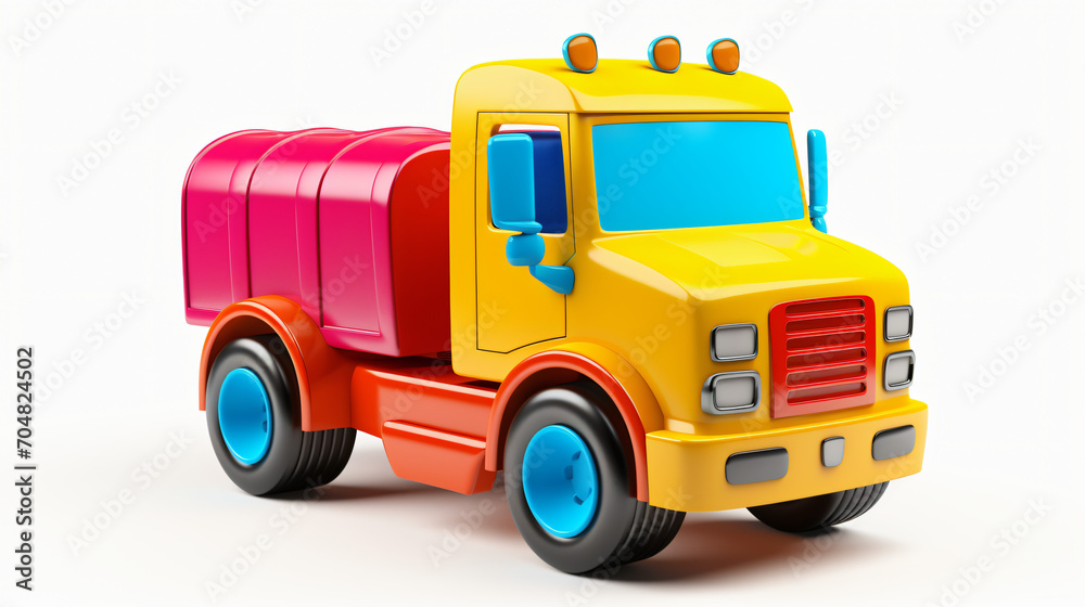 Colorful toy truck isolated on white background