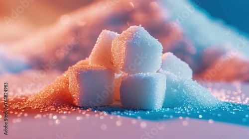 a pile of sugar cubes sitting on top of a pile of sugar cubes on top of a table.