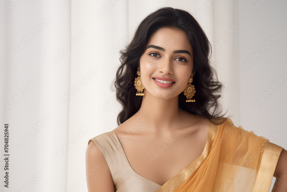 Portrait of beautiful young indian girl with traditional Indian costume Portrait of beautiful young indian girl with traditional Indian costume