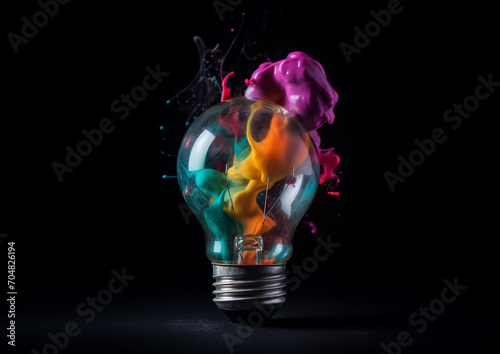 light bulb with liquid paint