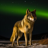 wolf in the northern lights