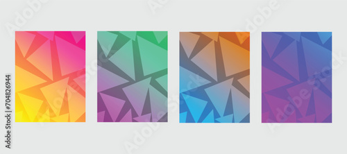 abstract colorful background with triangles with polygonal texture for business brochure cover design vector illustration of banner poster template set
