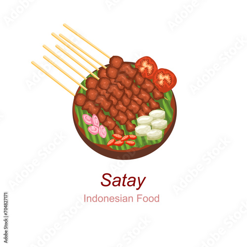 Indonesian food Satay or Sate illustration