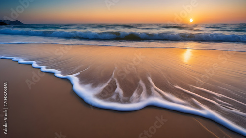 Close up soft wave lapped the sandy beach  Summer Background