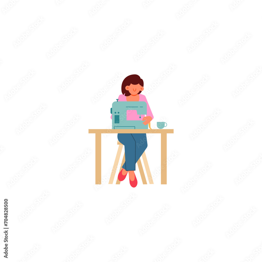 Fototapeta premium set of people holding electronic devices in pink clothes electronic