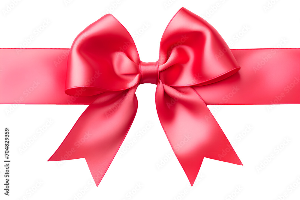 Fototapeta premium ribbon bow card note Valentines celebration greeting, isolated on white background