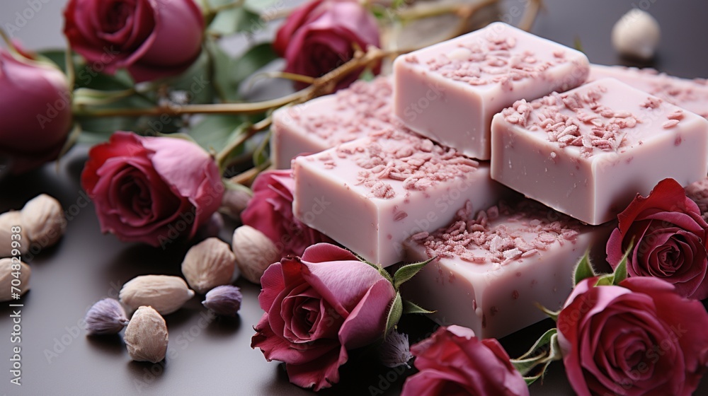 Soap bar pink rose flower homemade clean body care Soap bar pink rose flower homemade clean body care