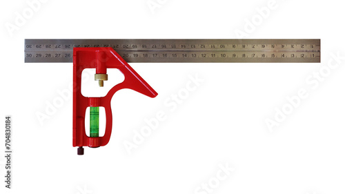Adjustable angle ruler with metric scales isolated on transparent background