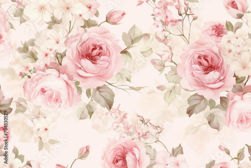 Romantic Floral Watercolor Seamless Background Illustration