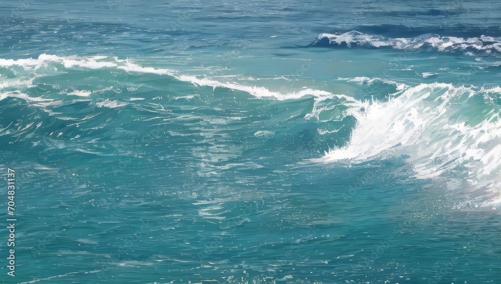 a wave is breaking in the ocean , oil paint style