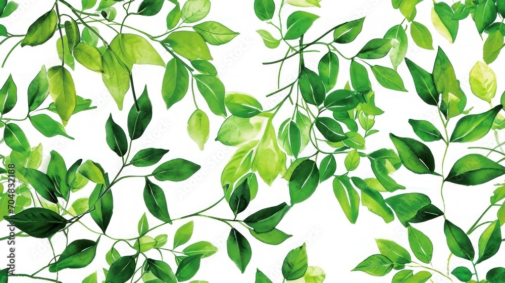  a close up of a green leafy pattern on a white background, with lots of green leaves in the foreground.