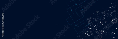 Blue data matrix simulation digital line and grid technology with futuristic HUD screen on blue background and vertical video abstract background concept. Technology blue background.