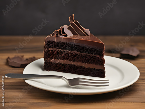 piece of cake with chocolate , piece of cake , chocolate cake on a plate