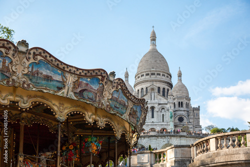 Paris, France - May 20, 2023: view on the exterior of the Basilica of the Sacred Heart of Paris Montmartre