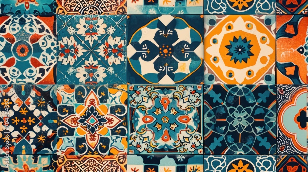 a close up of a wall made up of different colors and shapes of different shapes and sizes of ceramic tiles. a close up of a wall made up of different colors and shapes of different shapes and sizes of ceramic tiles.