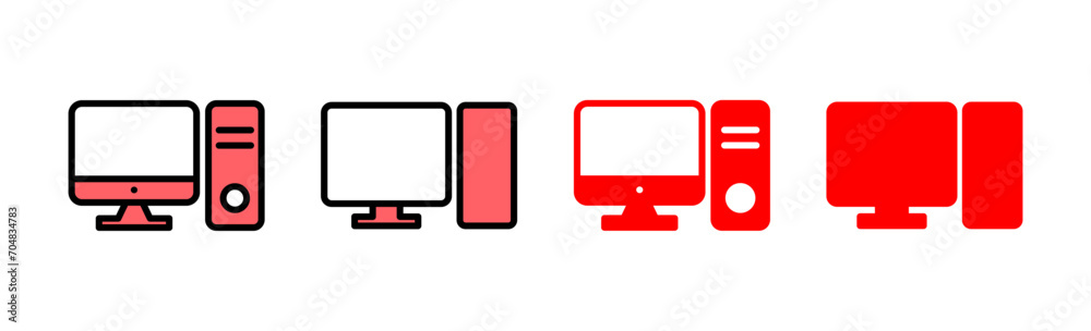 Fototapeta premium Computer icon set illustration. computer monitor sign and symbol