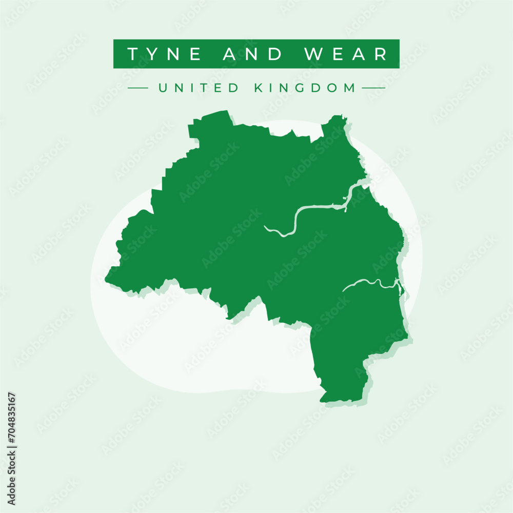 Vector illustration vector of Tyne and Wear map United Kingdom