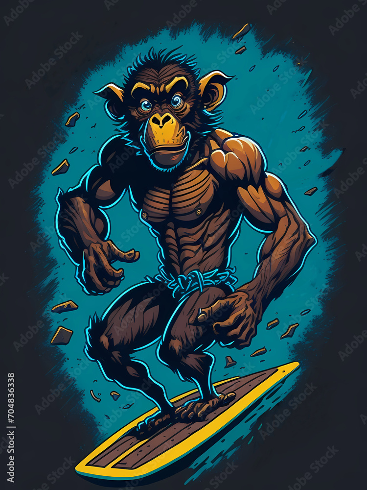surfing monkey painting art surfing monkey painting art
