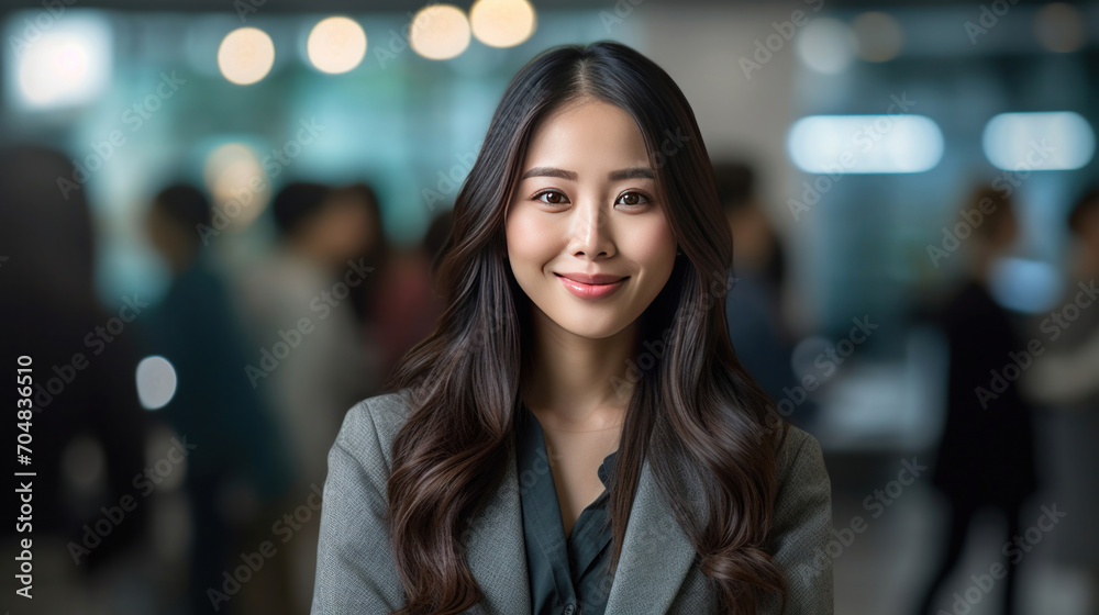 Asian business woman standing in an office smiling confidently. Business corporate people background. Asian business woman standing in an office smiling confidently. Business corporate people background.