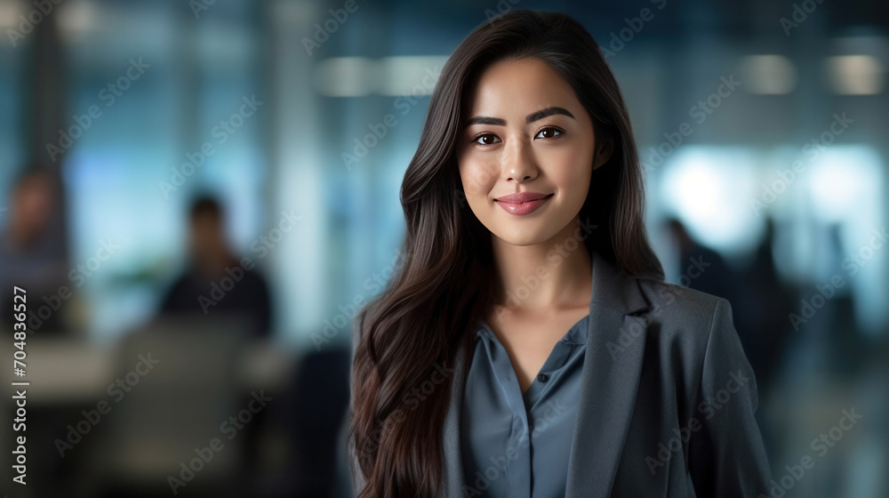 Asian business woman standing in an office smiling confidently. Business corporate people background. Asian business woman standing in an office smiling confidently. Business corporate people background.