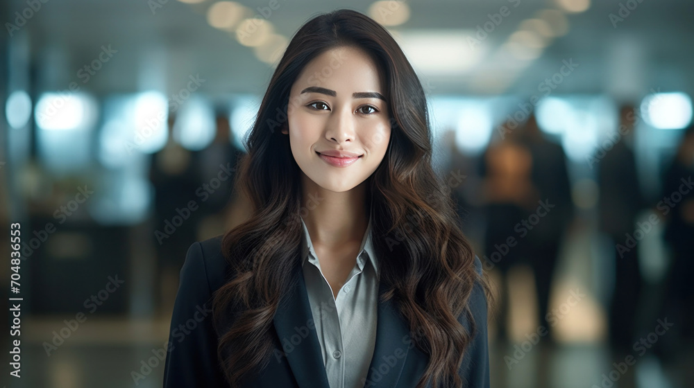 Asian business woman standing in an office smiling confidently. Business corporate people background. Asian business woman standing in an office smiling confidently. Business corporate people background.