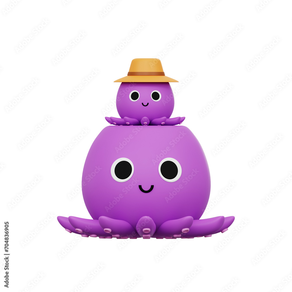 octopus character 3D Icon octopus character 3D Icon