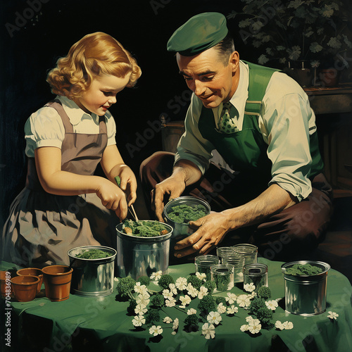 A Family Planting Shamrocks