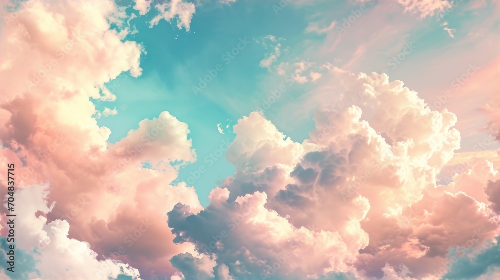 a sky filled with lots of clouds with a plane flying in the sky with a blue sky in the background. a sky filled with lots of clouds with a plane flying in the sky with a blue sky in the background.