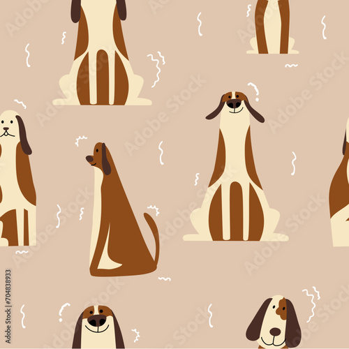 seamless pattern cute dog cartoon vector