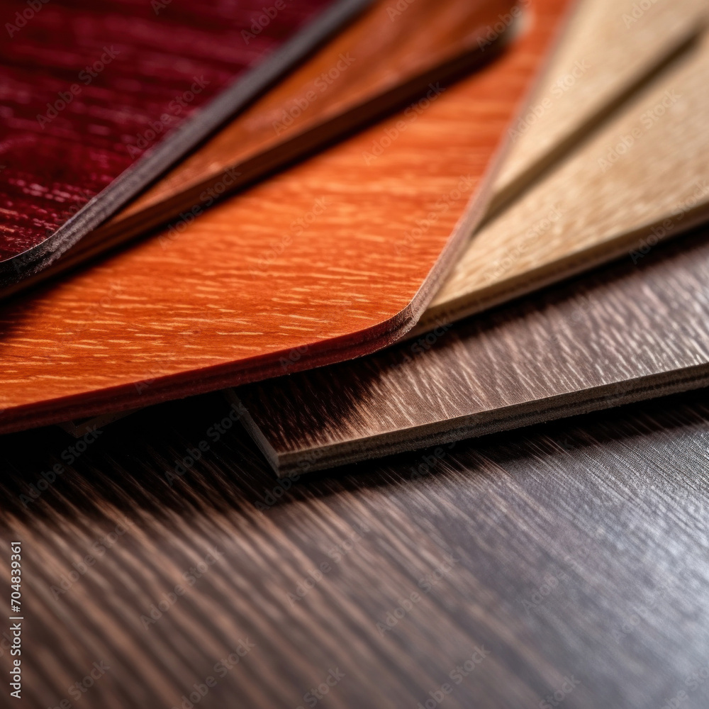 Close up of laminated, veneer, engineering wood flooring samples. Wood texture for furniture and flooring furnishing material samples. interior material design samples. Close up of laminated, veneer, engineering wood flooring samples. Wood texture for furniture and flooring furnishing material samples. interior material design samples.