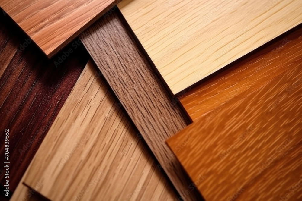 Close up of laminated, veneer, engineering wood flooring samples. Wood texture for furniture and flooring furnishing material samples. interior material design samples. Close up of laminated, veneer, engineering wood flooring samples. Wood texture for furniture and flooring furnishing material samples. interior material design samples.