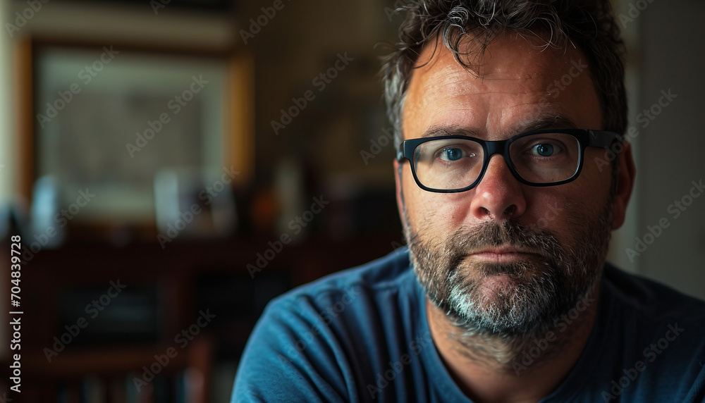 Smiling 40 years old writer, headshot portrait