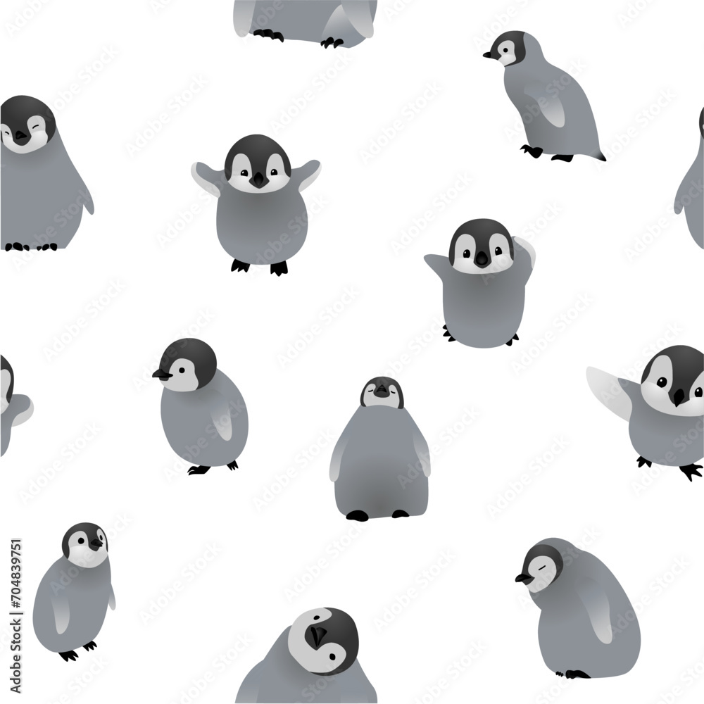 Obraz premium seamless pattern cute penguin cartoon vector