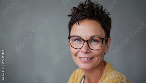 Smiling 45 year old teacher, woman headshot portrait