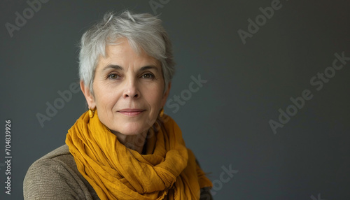 Smiling 55 years old writer woman headshot portrait