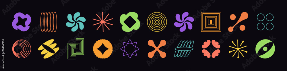 Brutal geometric shapes icons set. Futuristic brutalist digital symbols, retro bauhaus minimal figures. Abstract forms in brutalism style. Y2K design elements. Flat isolated vector illustrations Brutal geometric shapes icons set. Futuristic brutalist digital symbols, retro bauhaus minimal figures. Abstract forms in brutalism style. Y2K design elements. Flat isolated vector illustrations