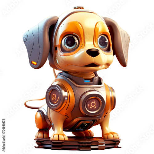 Robotic dog futuristic illustration. Cartoon electronic pet  robot puppy  modern kids toy isolated design element. Digital technology  robotics and automation  innovation and artificial intelligence