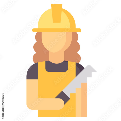 builder woman flat vector icon
