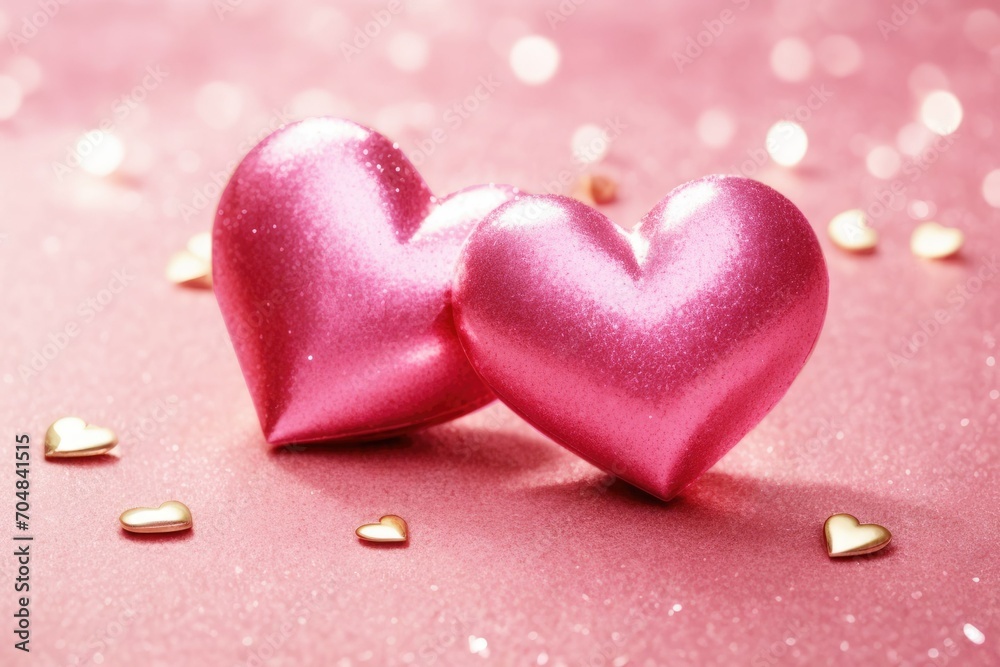 Heart model on rose pink glitter Background