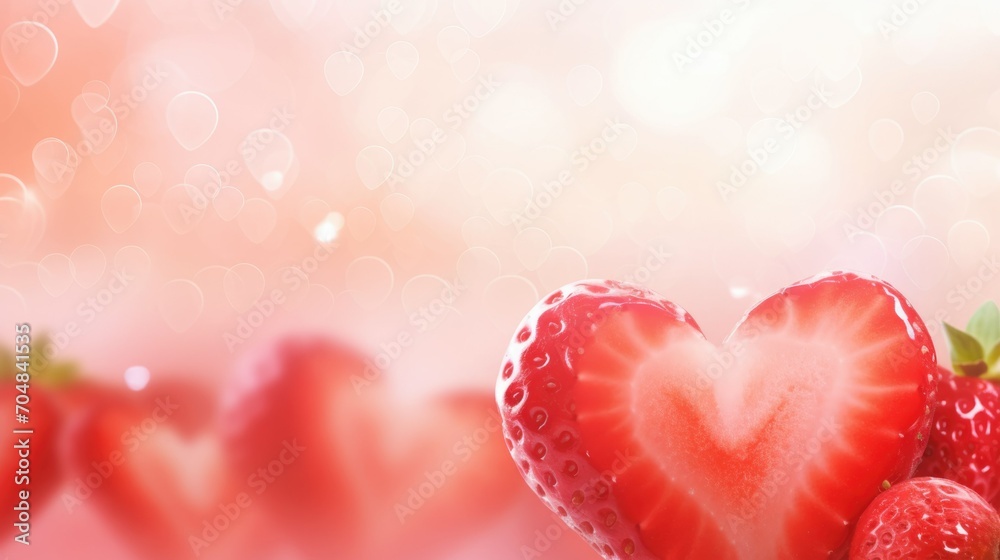Fototapeta premium Heart Strawberry Valentine Background