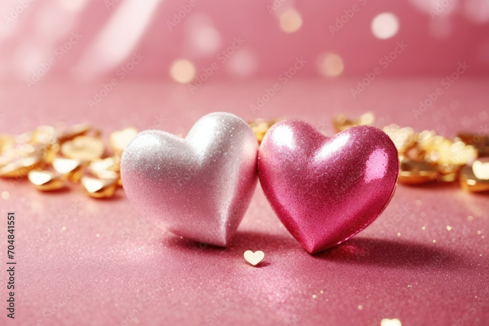 Heart on rose pink glitter Background
