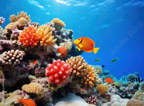 Coral and fish in the Red Sea. Egypt. Africa.