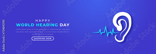 World Hearing Day Paper cut style Vector Design Illustration for Background, Poster, Banner, Advertising, Greeting Card