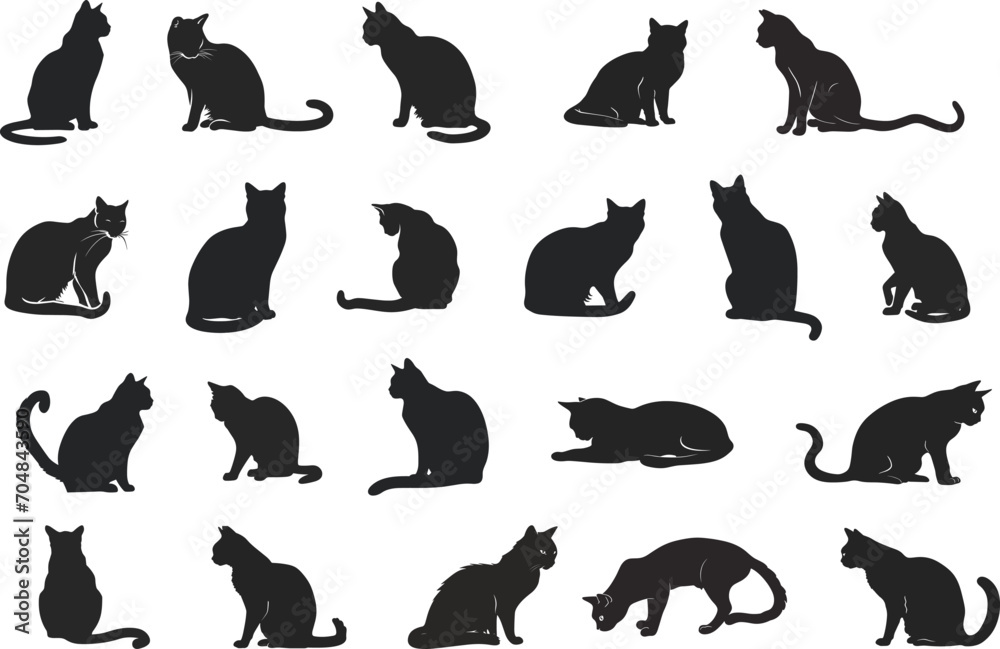 Set of Cats Silhouette Collections