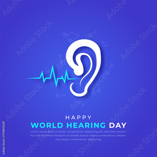 World Hearing Day Paper cut style Vector Design Illustration for Background, Poster, Banner, Advertising, Greeting Card