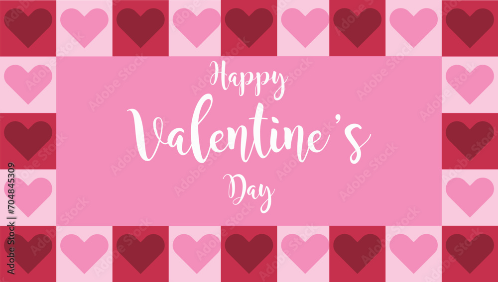 Happy Valentine's Day pink background with hearts