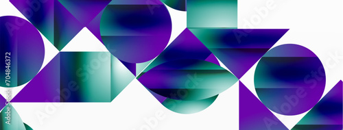 Serene gradient template. Circles and triangles mingle in minimalist perfection. Gentle fusion of forms and hues creates balanced yet captivating backdrop, embodying modern sophistication