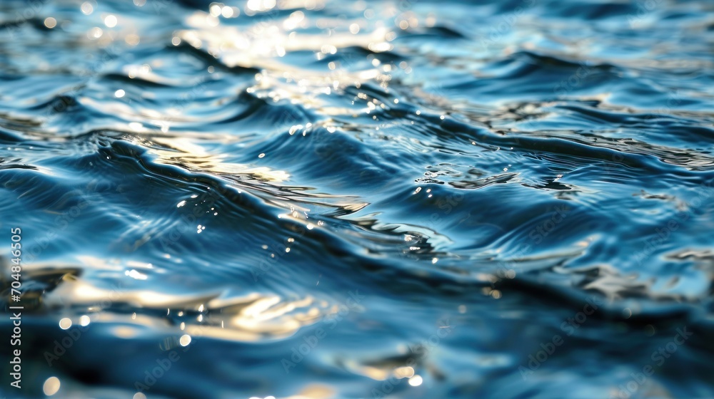  a close up of the water surface of a body of water with sunlight reflecting off of the water's surface. - obrazy, fototapety, plakaty 