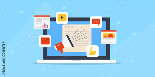 Digital marketing for online business promotion, Digital strategy, Content marketing, Email, Social media campaign, vector background